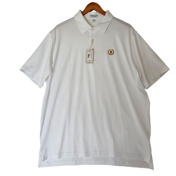 Peter Millar Mens Solid White Summer Comfort Polo Shirt 3 Button Size XL NWT - Picture 2 of 10